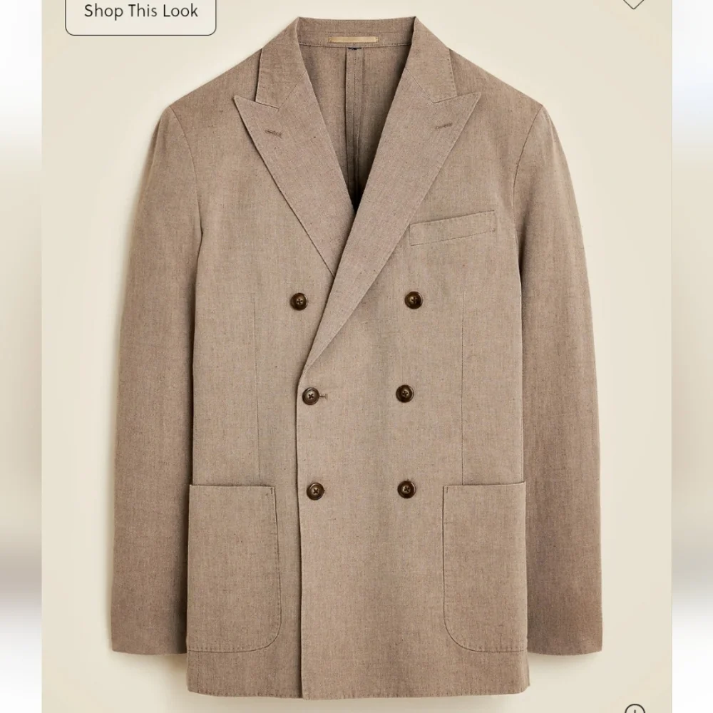 J Crew Ludlow Slim-fit double-breasted suit jacket in Irish cotton-linen blend